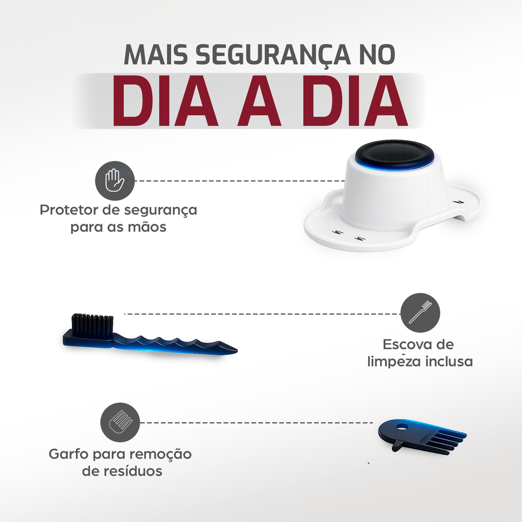 Acessórios de segurança do Tóquio: protetor para as mãos, escova e garfo de limpeza