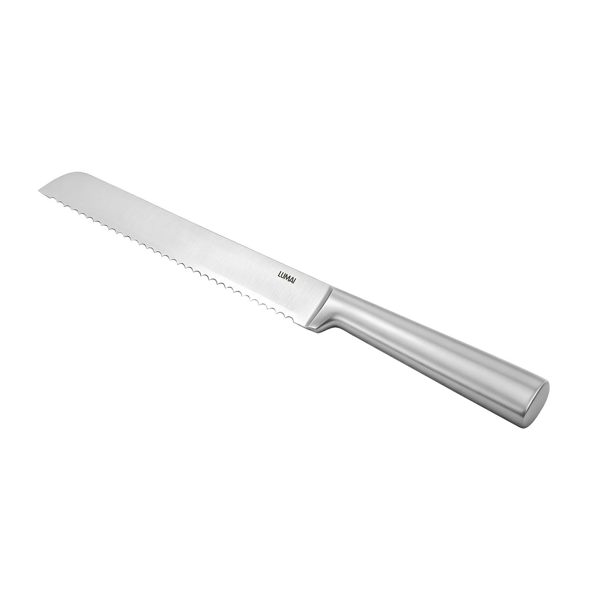 Faca de pão do conjunto Zurique, em aço inox, fundo branco