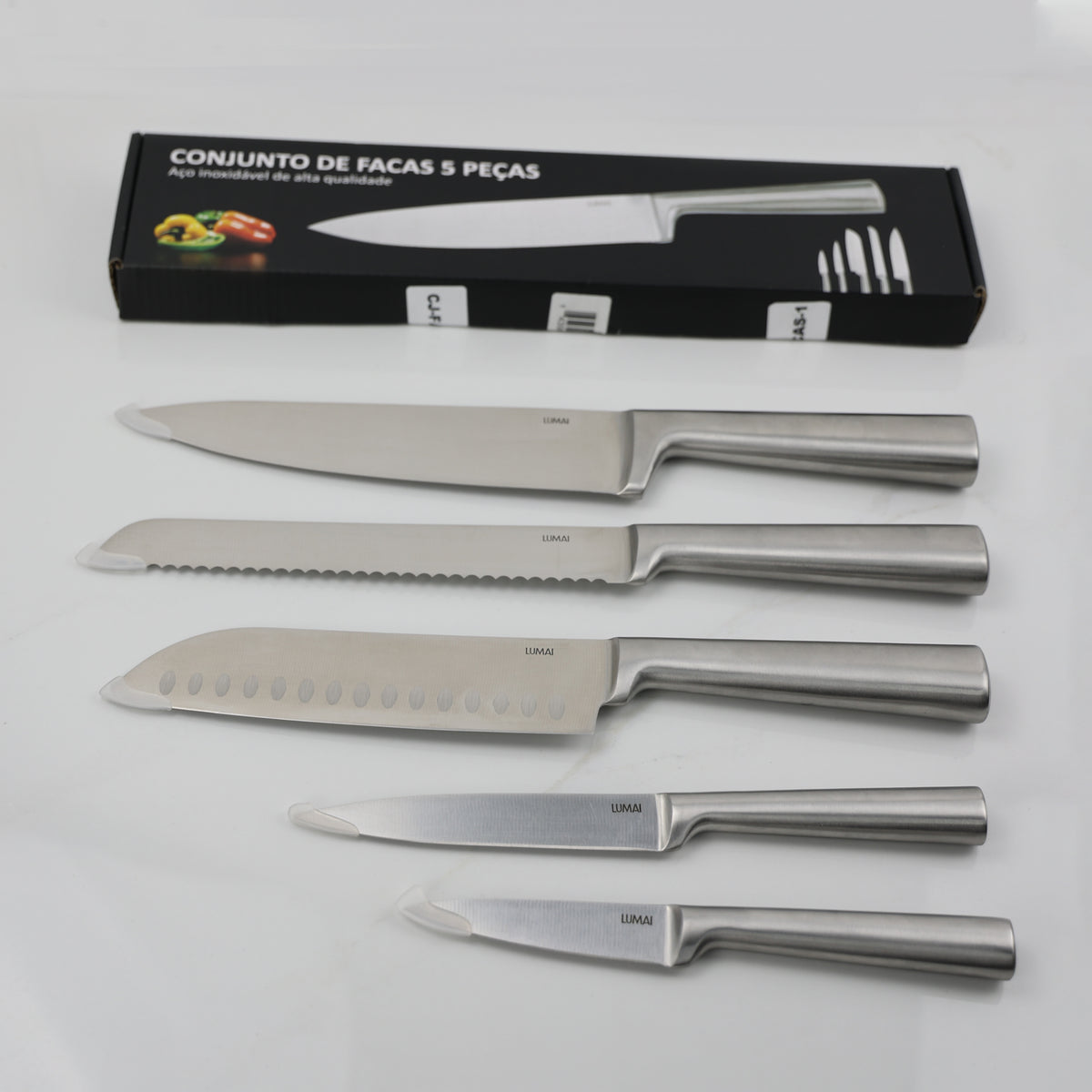 Conjunto Zurique com as 5 facas e a caixa