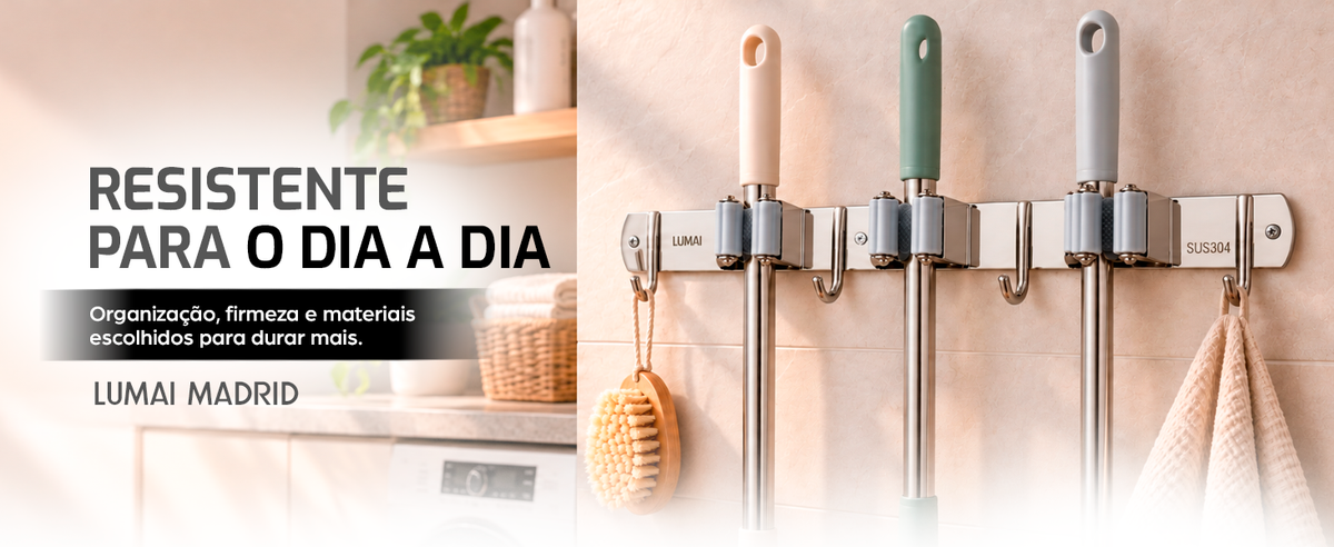Suporte de vassoura Madri: resistente para o dia a dia (computador)