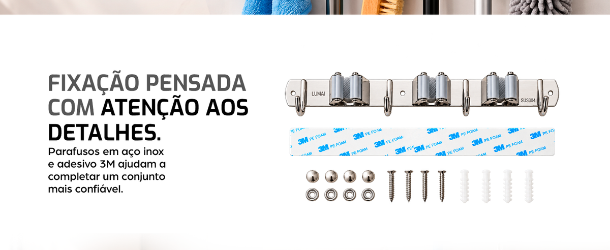 Fixação com parafusos de inox ou adesivo 3M (computador)