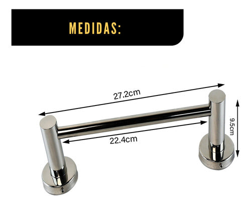 Kit Suporte Toalha De Rosto E Porta Papel Higiênico Inox Prateado