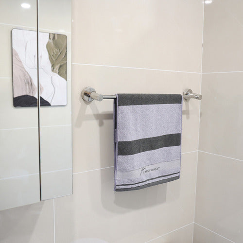 Kit Toalheiro Inox, Porta Papel Higiênico E Toalha De Rosto Prateado
