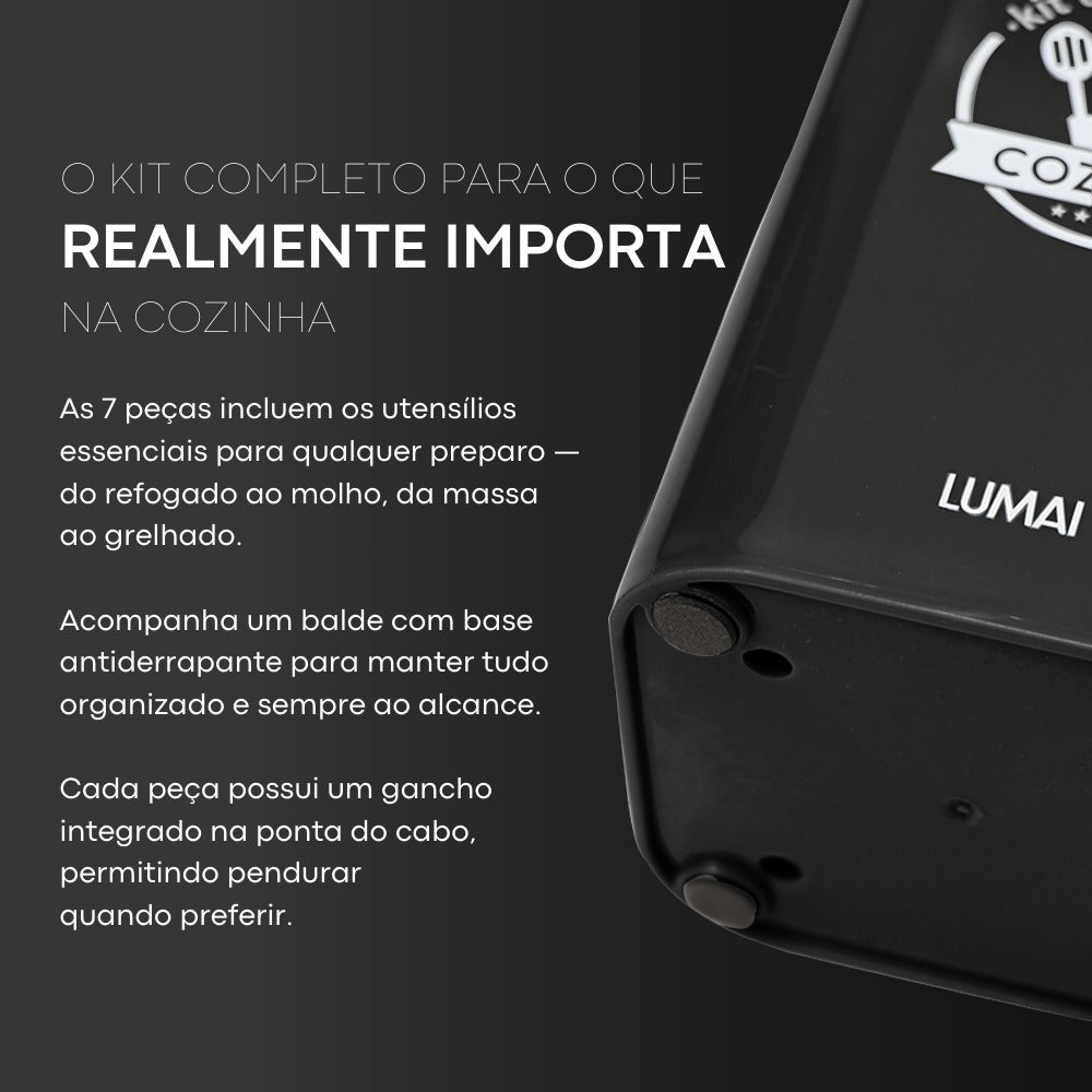 Kit Berlim: 7 utensílios e o balde organizador com base antiderrapante