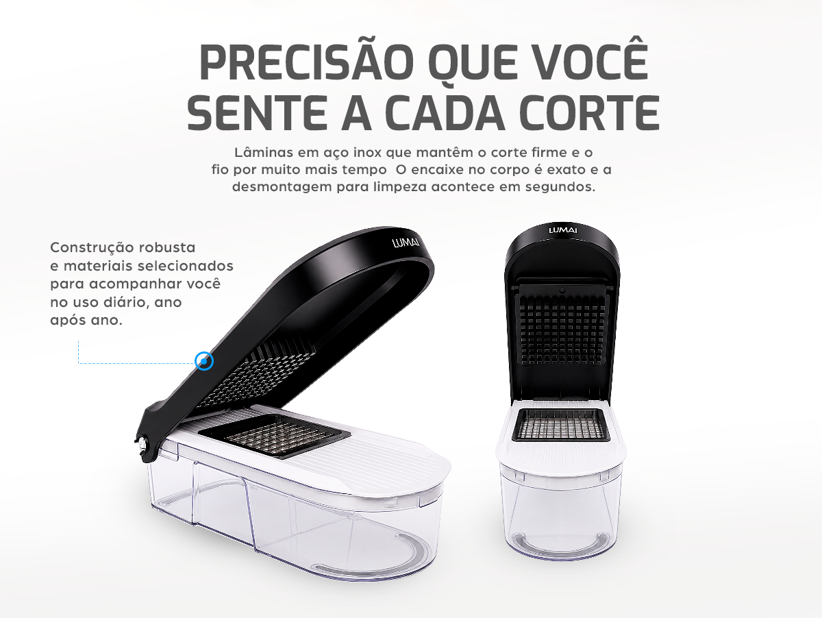 Prepare seus alimentos com agilidade e qualidade no cortador Tóquio (celular)