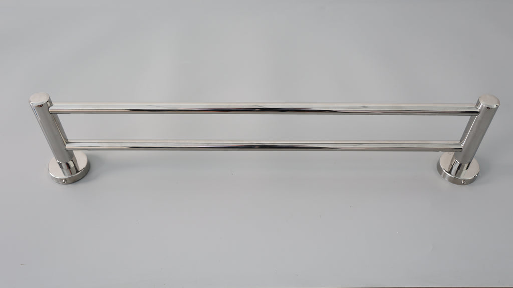 Toalheiro duplo de 60 cm em aço inox 304 polido
