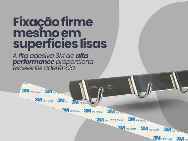 Ganchos do suporte Frankfurt com fita adesiva 3M de alta performance para fixação firme em superfícies lisas