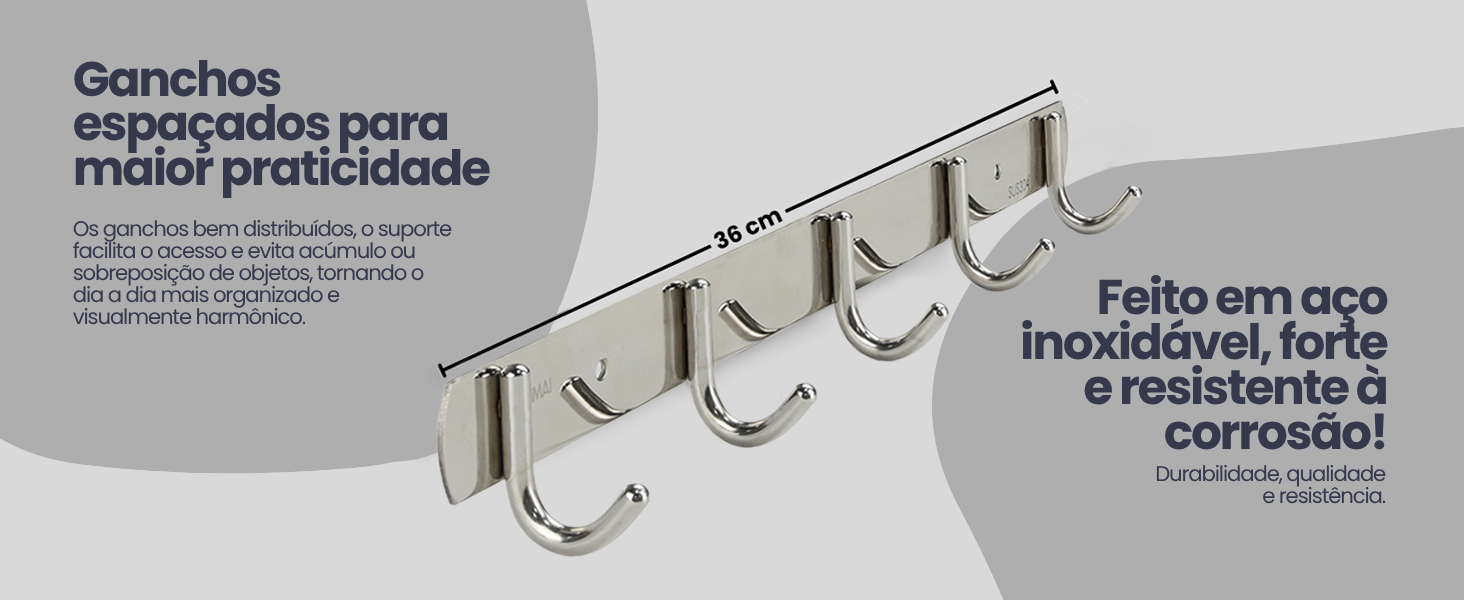 Banner dos ganchos espaçados do suporte Frankfurt 36cm em aço inoxidável forte e resistente à corrosão