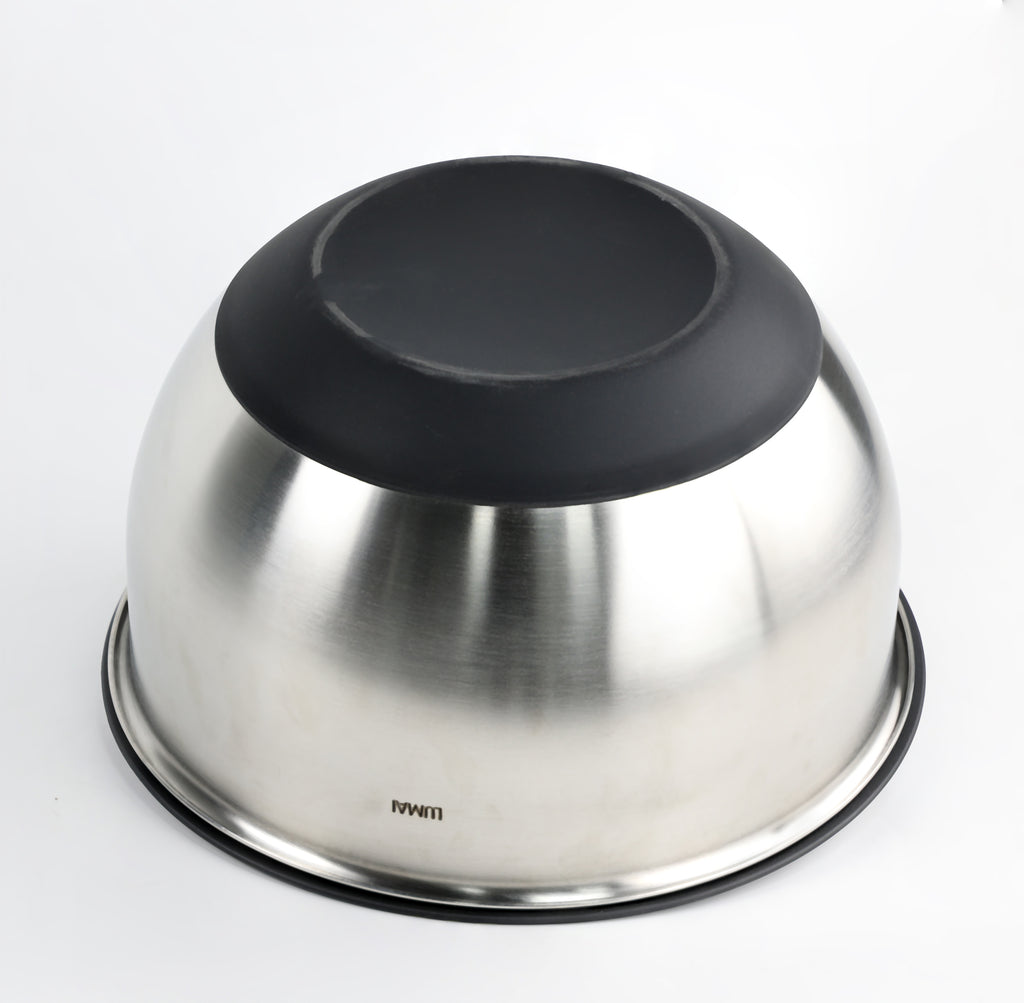 Base de silicone antiderrapante da tigela de inox, vista por baixo