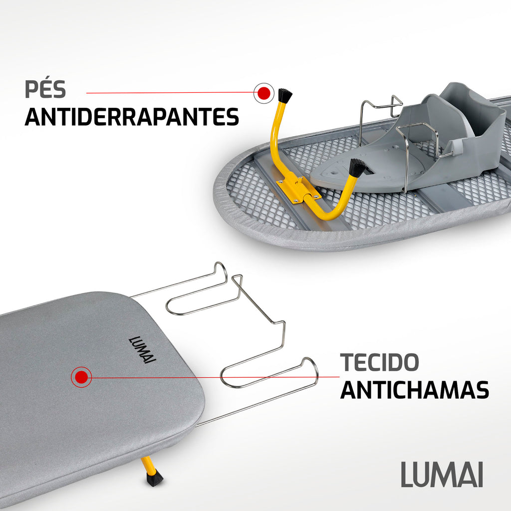 Tábua Manchester aberta: pés antiderrapantes e tecido antichamas
