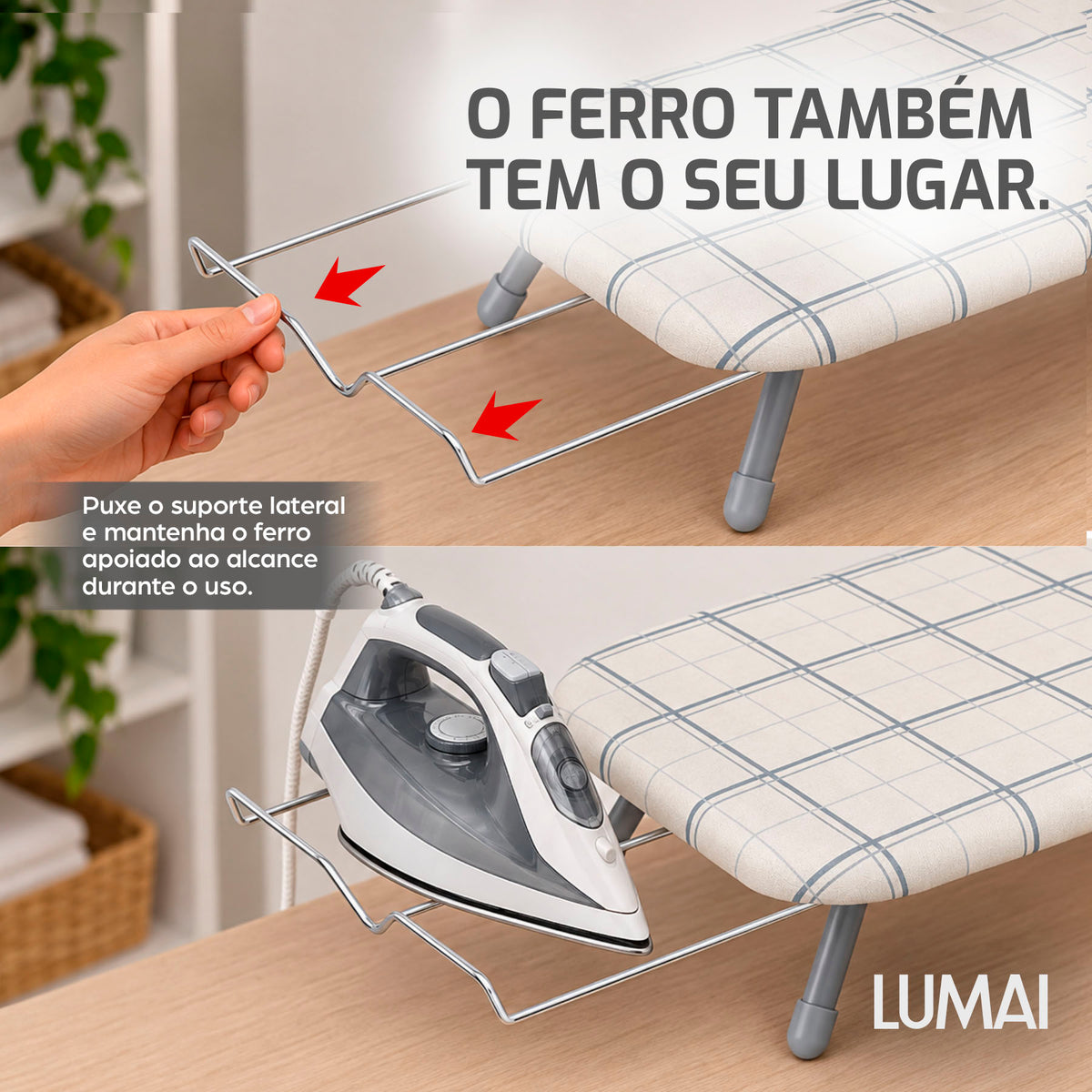 Suporte lateral retrátil da tábua Oxford para apoiar o ferro
